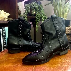 Vince Camuto Black Studded Ankle Booties
